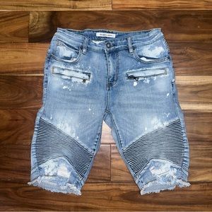 Embellish Biker Denim Shorts